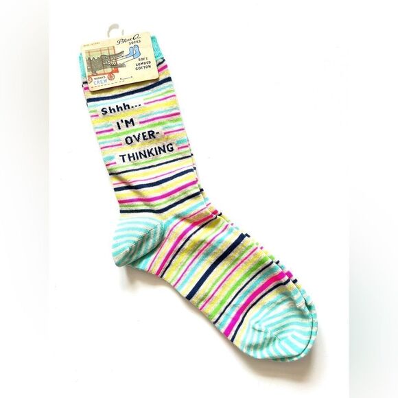 NWT Blue Q “Shhh… I’m Overthinking” Crew Socks - Picture 1 of 4
